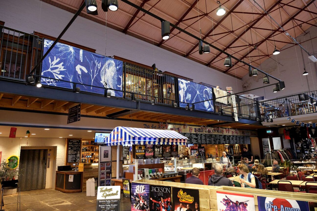 After Anna: Blueprint Impressions from Today’s Seas. Cyanotype Display at Scarborough’s Market Hall